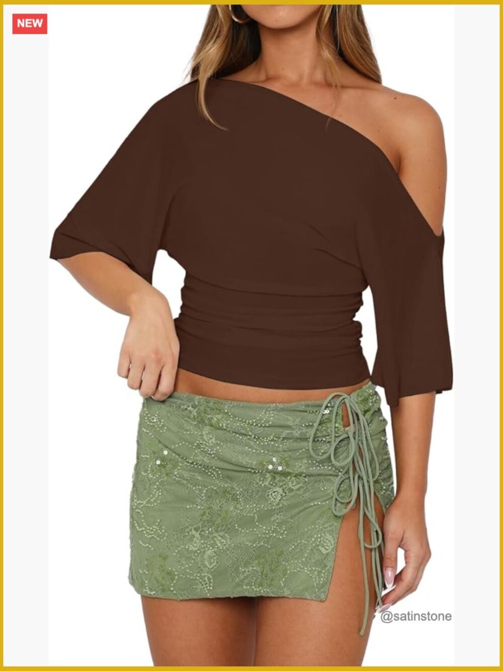 Off Shoulder Side Ruched Crop Top Asymmetrical Short Sleeve Summer Going Out